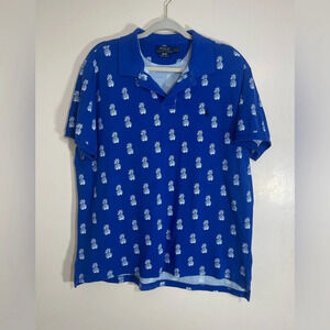 Polo Ralph Lauren Novelty Pineapple Custom Slim Fit Blue Collared Polo Shirt